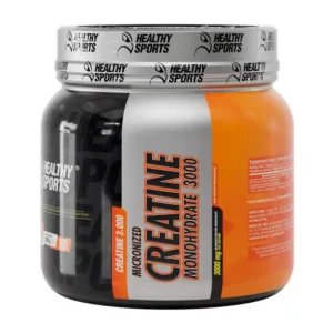 Envase de Creatina Monohidratada Micronizada de Healthy Sports, para aumentar la fuerza y el rendimiento.